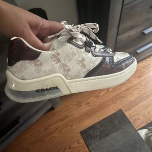 COACH CitySole Ivory & Brown Leather & Canvas Court Snakeskin Sneaker 8